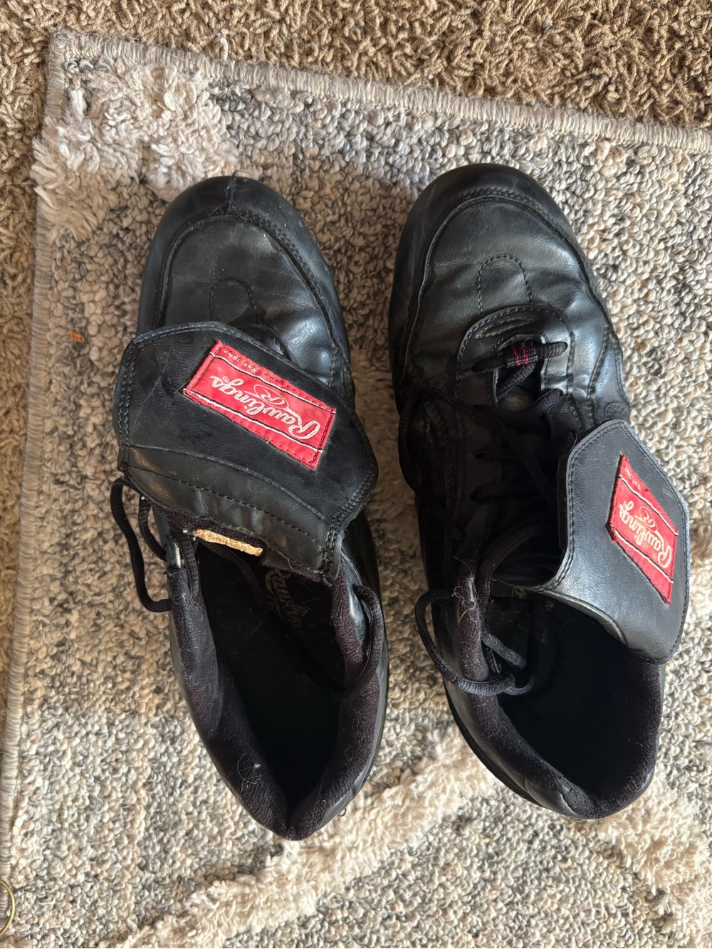 Rawlings Black Athletic Shoes with Red Logo Patch